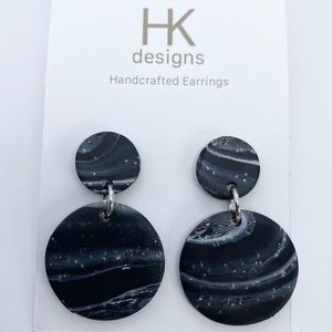 🆕Unique Dark Marble Design Handmade Earrings